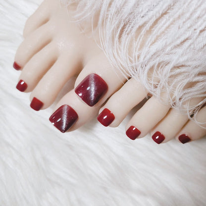 24pcs/box Fake Toenails With Designs Artificial Press On Nail Tips Full Cover Over Head False Nails With Glue Nail Art For Girls