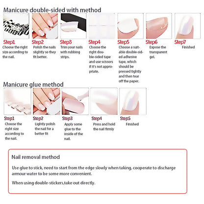 24pcs/box Fake Toenails With Designs Artificial Press On Nail Tips Full Cover Over Head False Nails With Glue Nail Art For Girls