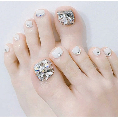 24pcs/box Fake Toenails With Designs Artificial Press On Nail Tips Full Cover Over Head False Nails With Glue Nail Art For Girls