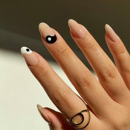 24pcs/box Printing Nails Patch MidLength Fake Nails With Design Full Cover Acrylic Press On Nails Long Artifical Nails With Glue
