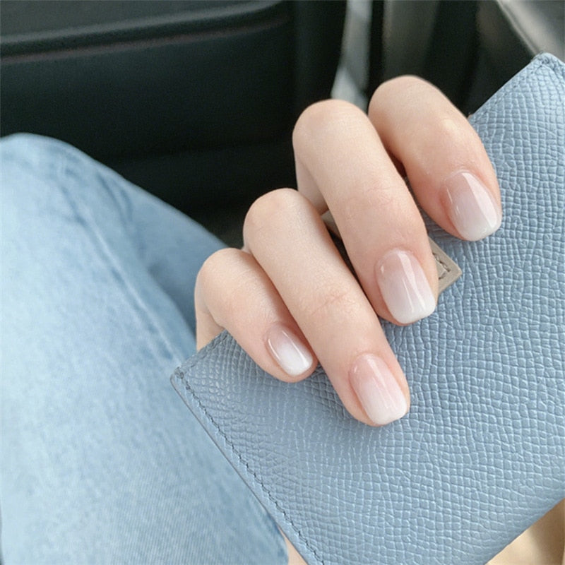 24pcs/box Printing Nails Patch MidLength Fake Nails With Design Full Cover Acrylic Press On Nails Long Artifical Nails With Glue