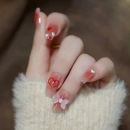 24pcs/box Printing Nails Patch MidLength Fake Nails With Design Full Cover Acrylic Press On Nails Long Artifical Nails With Glue