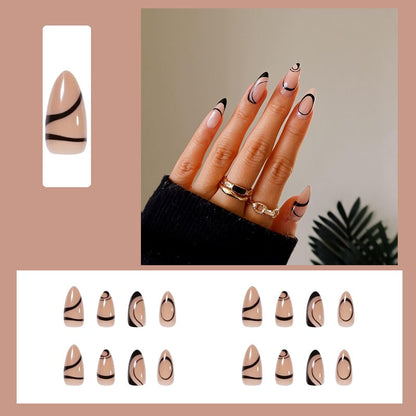 24pcs false nails matte Green Nails Patch with glue Removable Long Paragraph Fashion Manicure press on Nail tips