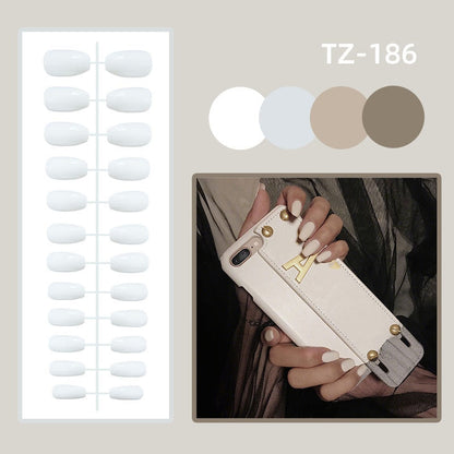 24pcs false nails with almond head French artificial nails with glue Long Paragraph Manicure full cover Stiletto press on nails