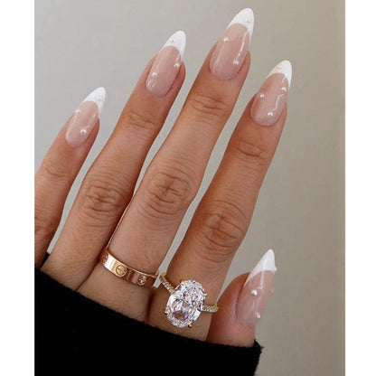 24pcs false nails with almond head French artificial nails with glue Long Paragraph Manicure full cover Stiletto press on nails
