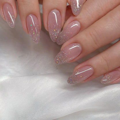 24pcs false nails with almond head French artificial nails with glue Long Paragraph Manicure full cover Stiletto press on nails
