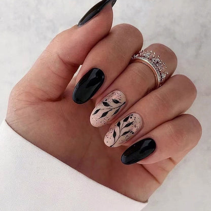 24pcs false nails with almond head French artificial nails with glue Long Paragraph Manicure full cover Stiletto press on nails