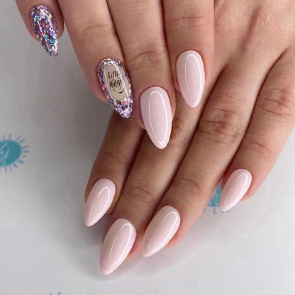 24pcs false nails with almond head French artificial nails with glue Long Paragraph Manicure full cover Stiletto press on nails