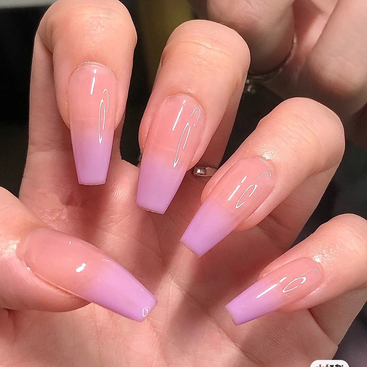 24pcs removeable false nails with glue Ballet nails with designs Gradient Shinny brown press on nails coffin glitter fake nails