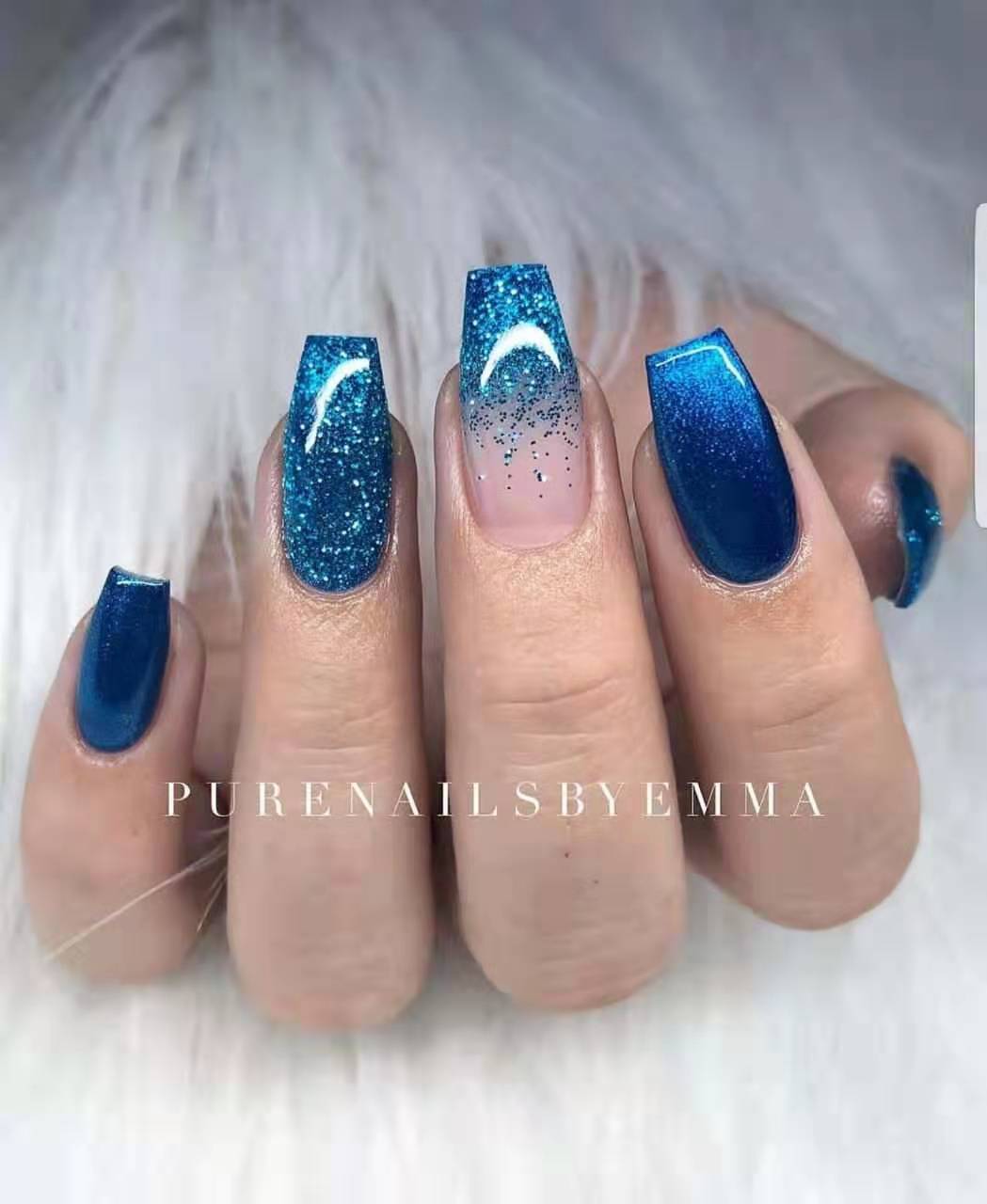 24pcs removeable false nails with glue Ballet nails with designs Gradient Shinny brown press on nails coffin glitter fake nails