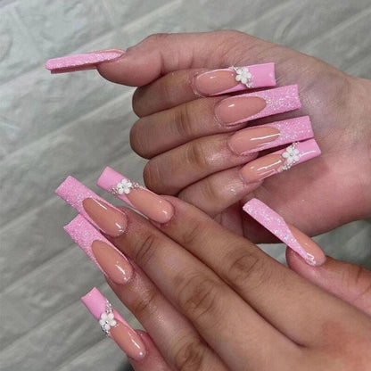 Acrylic Fake Nails Wearable Long Sharp Nail Broken Diamond Butterfly Dot Diamond Full Cover Nail Tips Set Press On Nails New