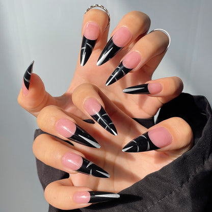 Acrylic Fake Nails Wearable Long Sharp Nail Broken Diamond Butterfly Dot Diamond Full Cover Nail Tips Set Press On Nails New