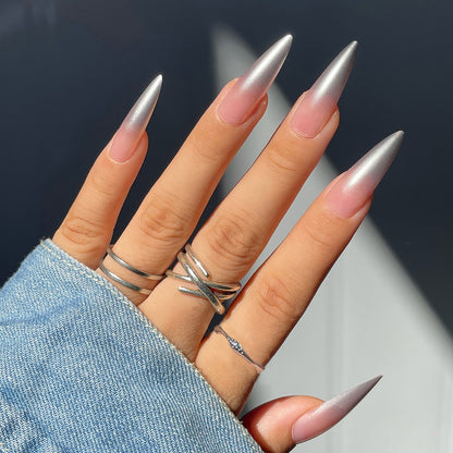 Acrylic Fake Nails Wearable Long Sharp Nail Broken Diamond Butterfly Dot Diamond Full Cover Nail Tips Set Press On Nails New