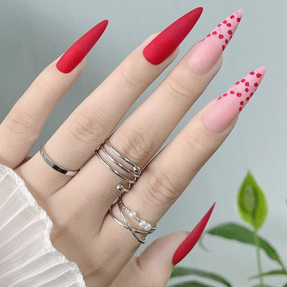 Acrylic Fake Nails Wearable Long Sharp Nail Broken Diamond Butterfly Dot Diamond Full Cover Nail Tips Set Press On Nails New