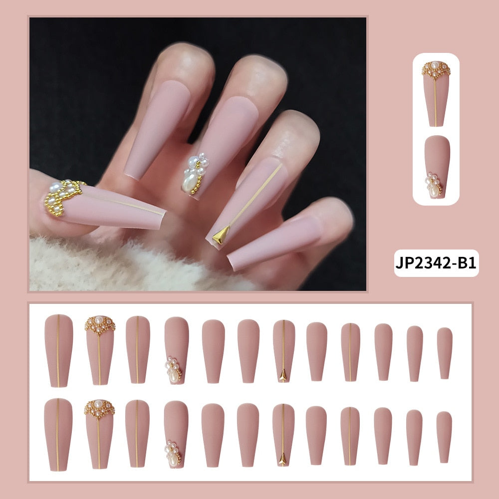 Black Comic Hand Drawn Pattern Wearable Nail Art Glossy Purple Long Ballet Detachable Finished False Nails Press on Nails