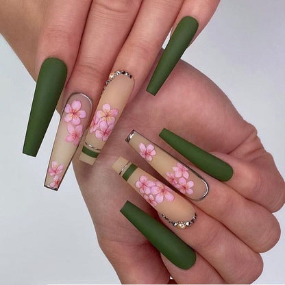 Black Comic Hand Drawn Pattern Wearable Nail Art Glossy Purple Long Ballet Detachable Finished False Nails Press on Nails