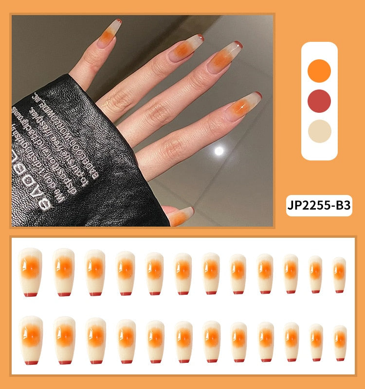 Black Comic Hand Drawn Pattern Wearable Nail Art Glossy Purple Long Ballet Detachable Finished False Nails Press on Nails