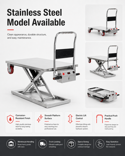 Electric Hydraulic Lift Trolley – Foldable Multi-Function Scissor Lift Platform Cart