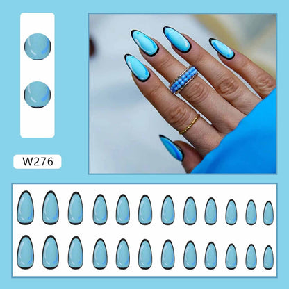Comic Style False Nails for ACGN Girls 24pcs Coffin y2k Style Press on Nail Tips Full Cover Wearable Short Square Acrylic Nails