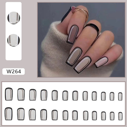 Comic Style False Nails for ACGN Girls 24pcs Coffin y2k Style Press on Nail Tips Full Cover Wearable Short Square Acrylic Nails