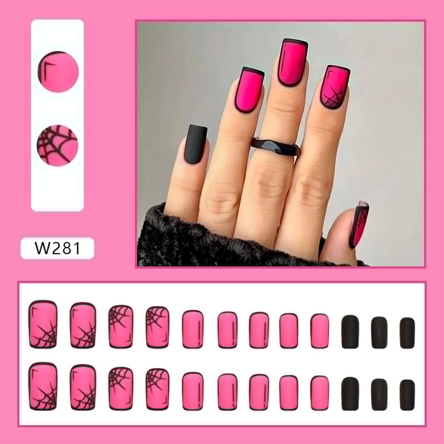 Comic Style False Nails for ACGN Girls 24pcs Coffin y2k Style Press on Nail Tips Full Cover Wearable Short Square Acrylic Nails