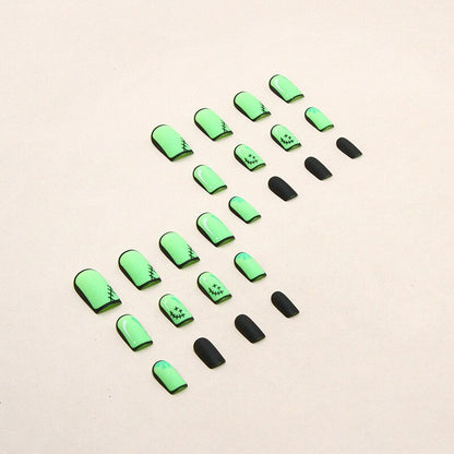 Comic Style False Nails for ACGN Girls 24pcs Coffin y2k Style Press on Nail Tips Full Cover Wearable Short Square Acrylic Nails