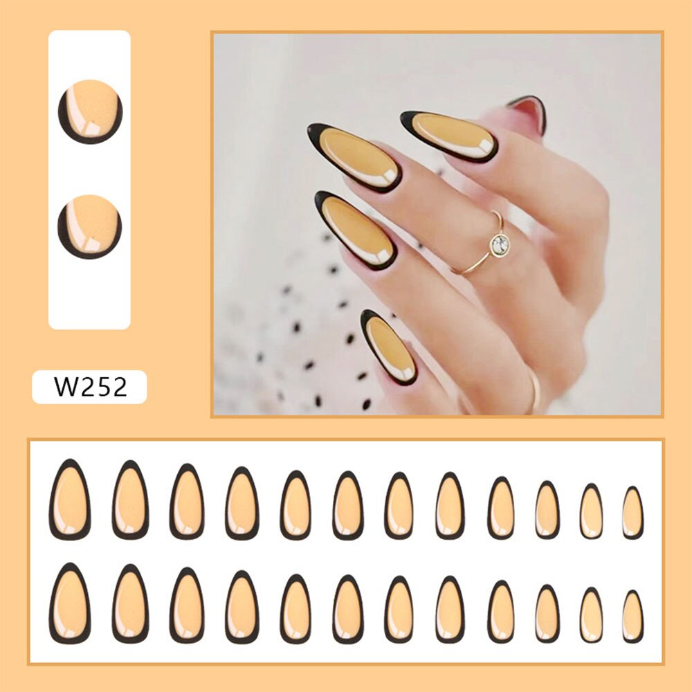 Comic Style False Nails for ACGN Girls 24pcs Coffin y2k Style Press on Nail Tips Full Cover Wearable Short Square Acrylic Nails