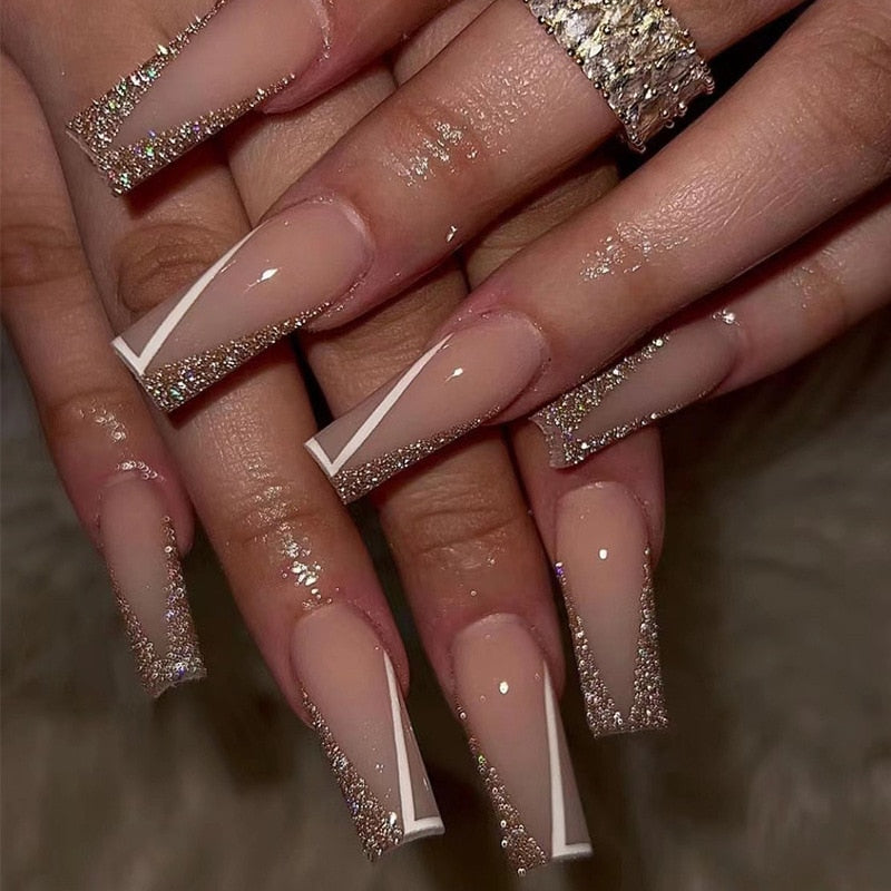Fake Nails Heart Pattern Full Cover Fake Nails DIY Glue Press On Nails Nail Supplies For Professionals