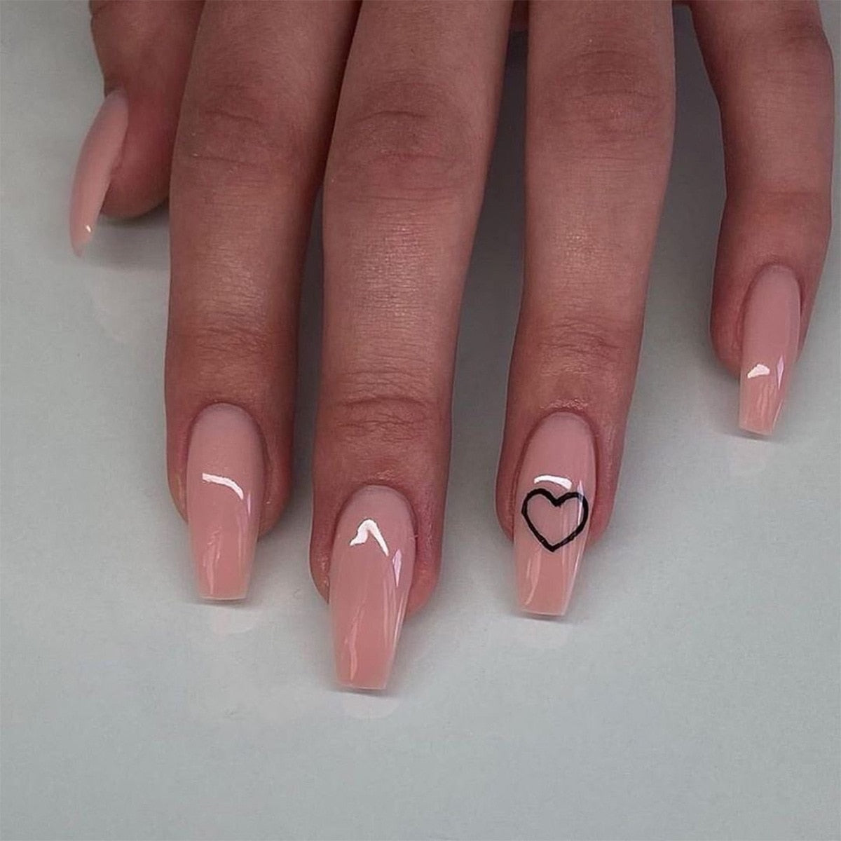 Fake Nails Heart Pattern Full Cover Fake Nails DIY Glue Press On Nails Nail Supplies For Professionals