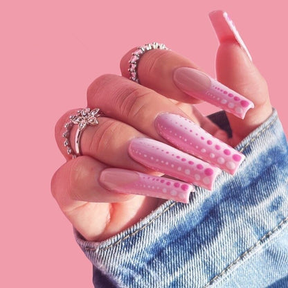 Fake Nails Heart Pattern Full Cover Fake Nails DIY Glue Press On Nails Nail Supplies For Professionals