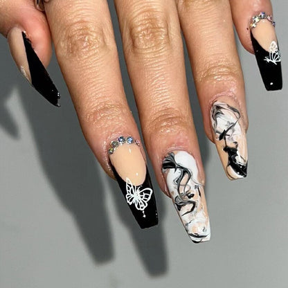 Fake Nails Heart Pattern Full Cover Fake Nails DIY Glue Press On Nails Nail Supplies For Professionals