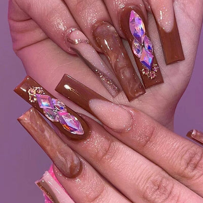 Fake Nails Heart Pattern Full Cover Fake Nails DIY Glue Press On Nails Nail Supplies For Professionals