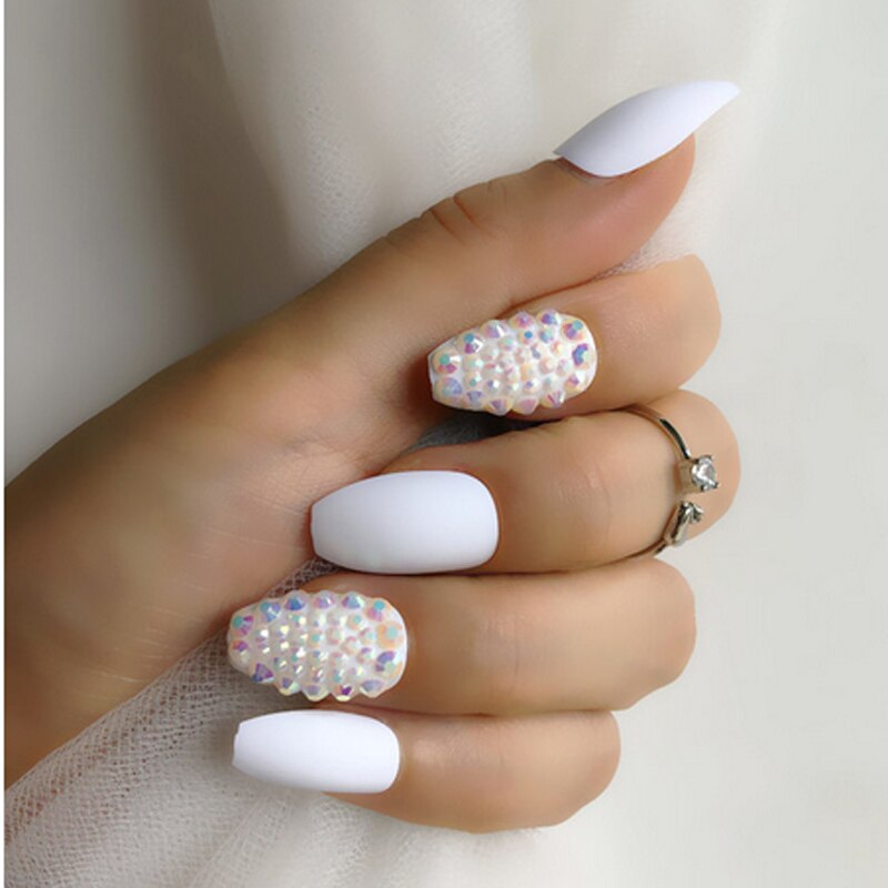 Fake nails 24pcs/set coffin artificial nails tips Custom Rhinestone press on nail false nails art tools Accessories
