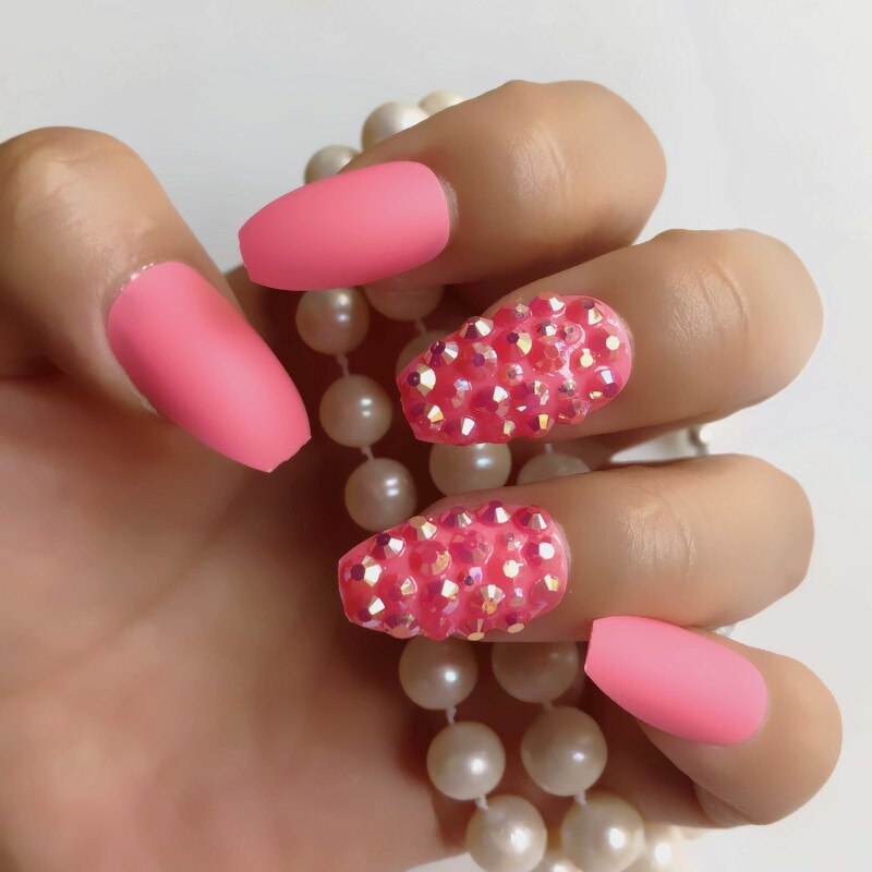 Fake nails 24pcs/set coffin artificial nails tips Custom Rhinestone press on nail false nails art tools Accessories