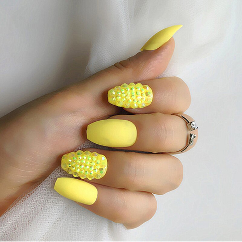 Fake nails 24pcs/set coffin artificial nails tips Custom Rhinestone press on nail false nails art tools Accessories