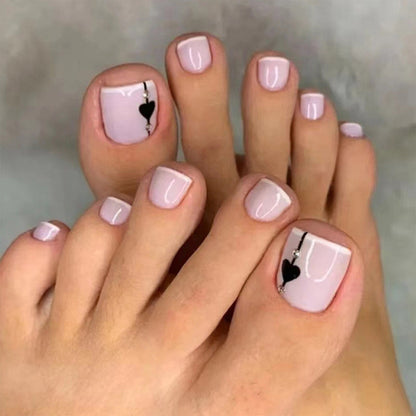 Glitter Crystal French Press On Toenails Diamond Decor False Toe Nails Square Head Artificial Nails Patch For Feet