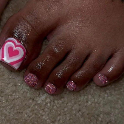 Glitter Crystal French Press On Toenails Diamond Decor False Toe Nails Square Head Artificial Nails Patch For Feet