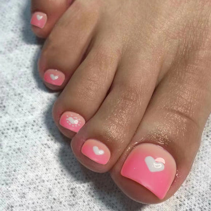 Glitter Crystal French Press On Toenails Diamond Decor False Toe Nails Square Head Artificial Nails Patch For Feet