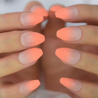Glossy Gradient Rainbow Ombre French Press on Nails Almond Fake Nails Stiletto Oval Pointed Manicure False Nails Finger Tips