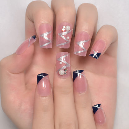 Glossy Gradient Rainbow Ombre French Press on Nails Almond Fake Nails Stiletto Oval Pointed Manicure False Nails Finger Tips
