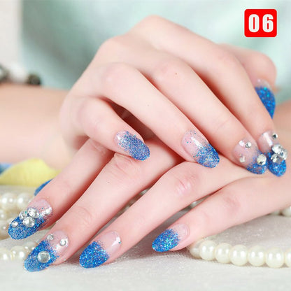 24pcs False Nails Floral Beads Decorated Artificial Nail Tips Bride Reusable Fingernails Fake Nail Press On Nail накладные ногти