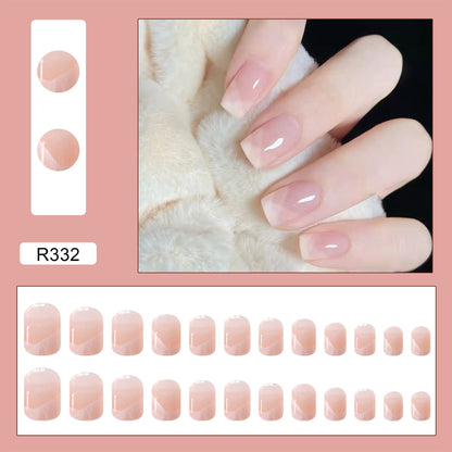 Halloween Press on Fake Nail Set Art Black French Tip Full Cover Coffin Acrylic Short Press-on Pressure False Nails Tips 24pcs