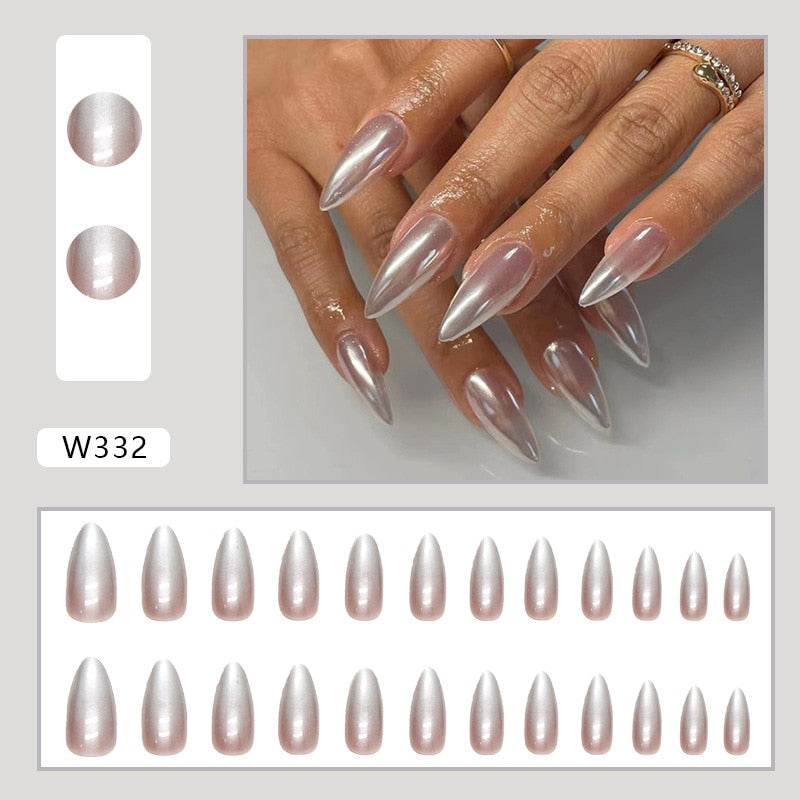 Halloween Press on Fake Nail Set Art Black French Tip Full Cover Coffin Acrylic Short Press-on Pressure False Nails Tips 24pcs