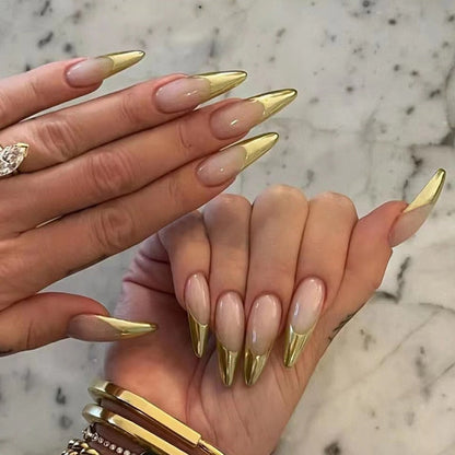 Kawaii Barbie Handmade Nails Almond False Nails Long Stiletto Fake Nails with Flame Design Wearable Press on Nails Full Cover Nail Tips Manicure Tools