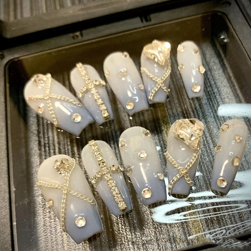 Nails Set Press On Pure Handmade Wearable Nails Love Butterfly Fashion Fake Nails Fake Nails Press On Nails Nail Accessories