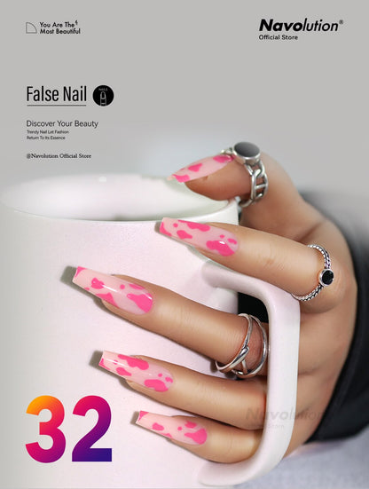 Navolution 24Pcs/Set DIY Manicure Wearable Fake Nails press on Detachable Finished Fingernails Ballet Square Head Almond Short