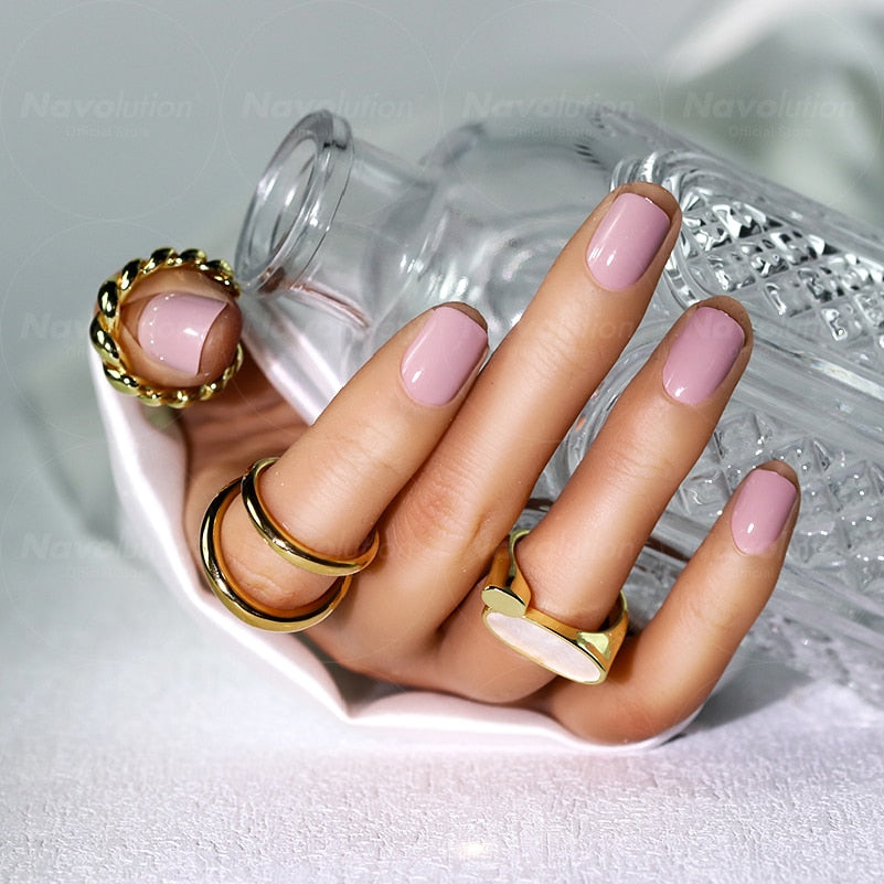 Navolution 24Pcs/Set DIY Manicure Wearable Fake Nails press on Detachable Finished Fingernails Ballet Square Head Almond Short