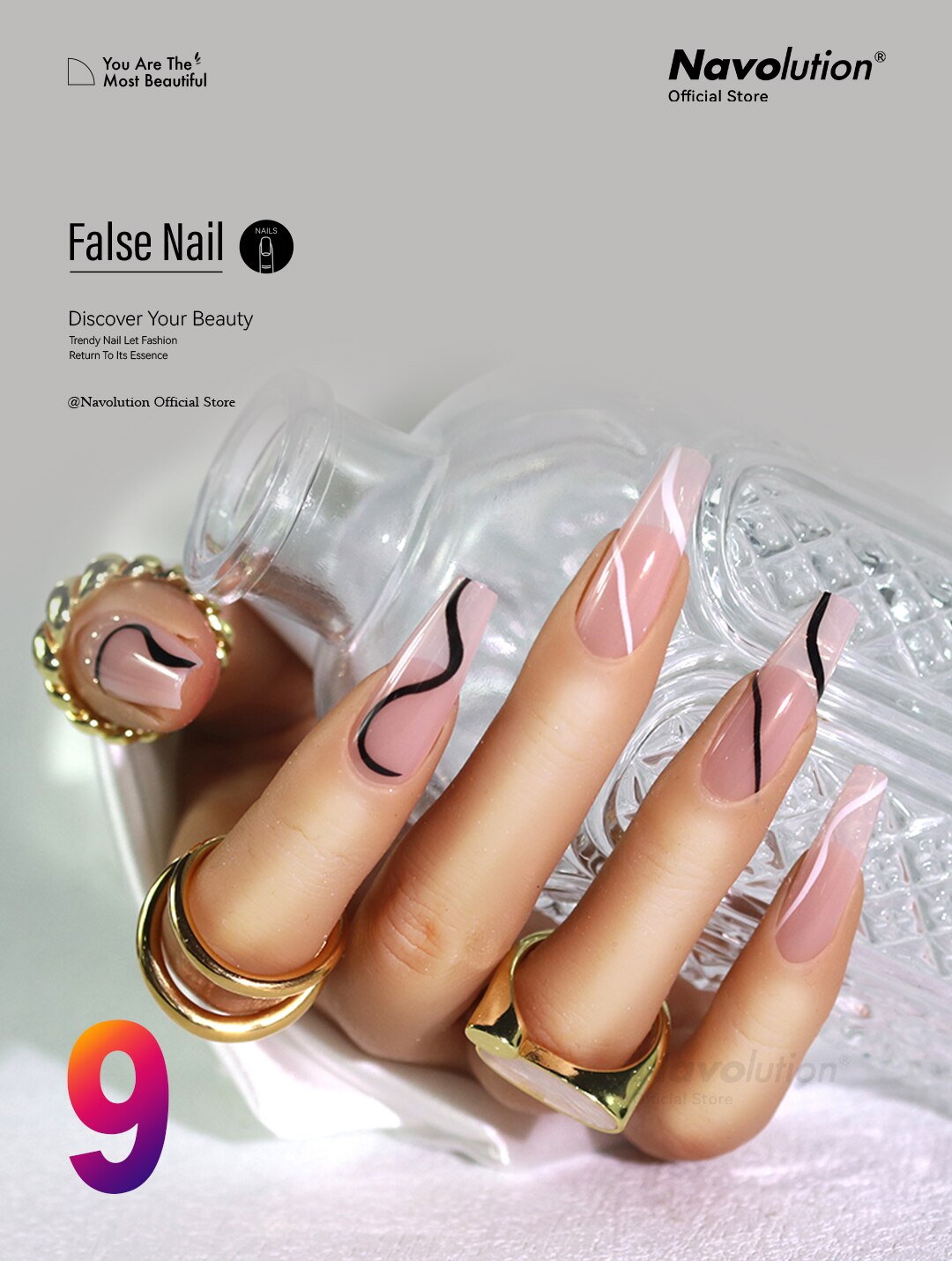 Navolution 24Pcs/Set DIY Manicure Wearable Fake Nails press on Detachable Finished Fingernails Ballet Square Head Almond Short