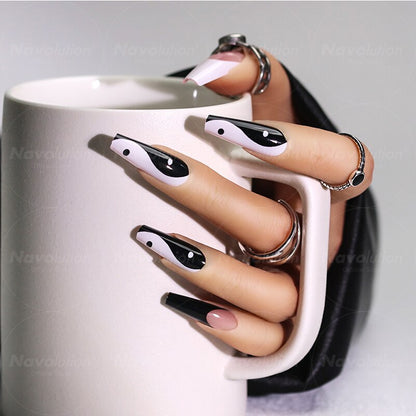Navolution 24Pcs/Set DIY Manicure Wearable Fake Nails press on Detachable Finished Fingernails Ballet Square Head Almond Short