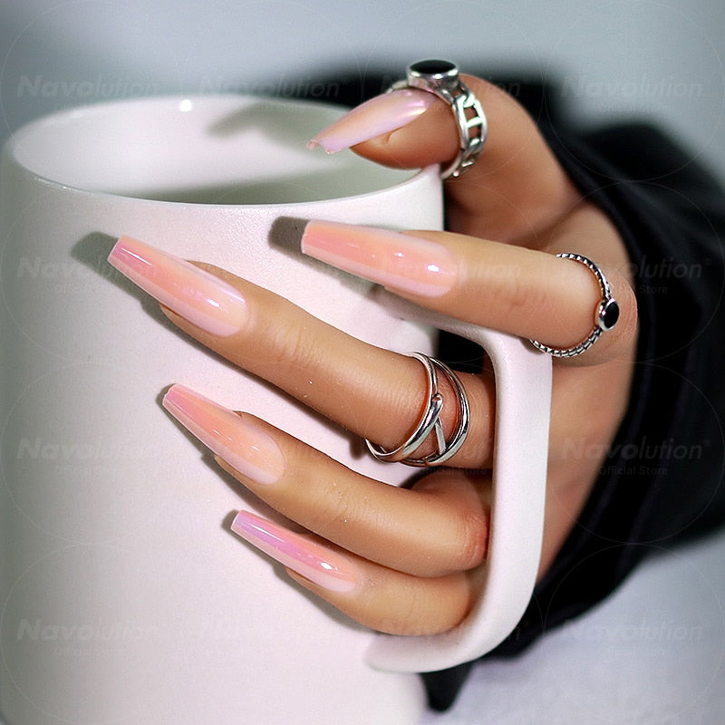 Navolution 24Pcs/Set DIY Manicure Wearable Fake Nails press on Detachable Finished Fingernails Ballet Square Head Almond Short